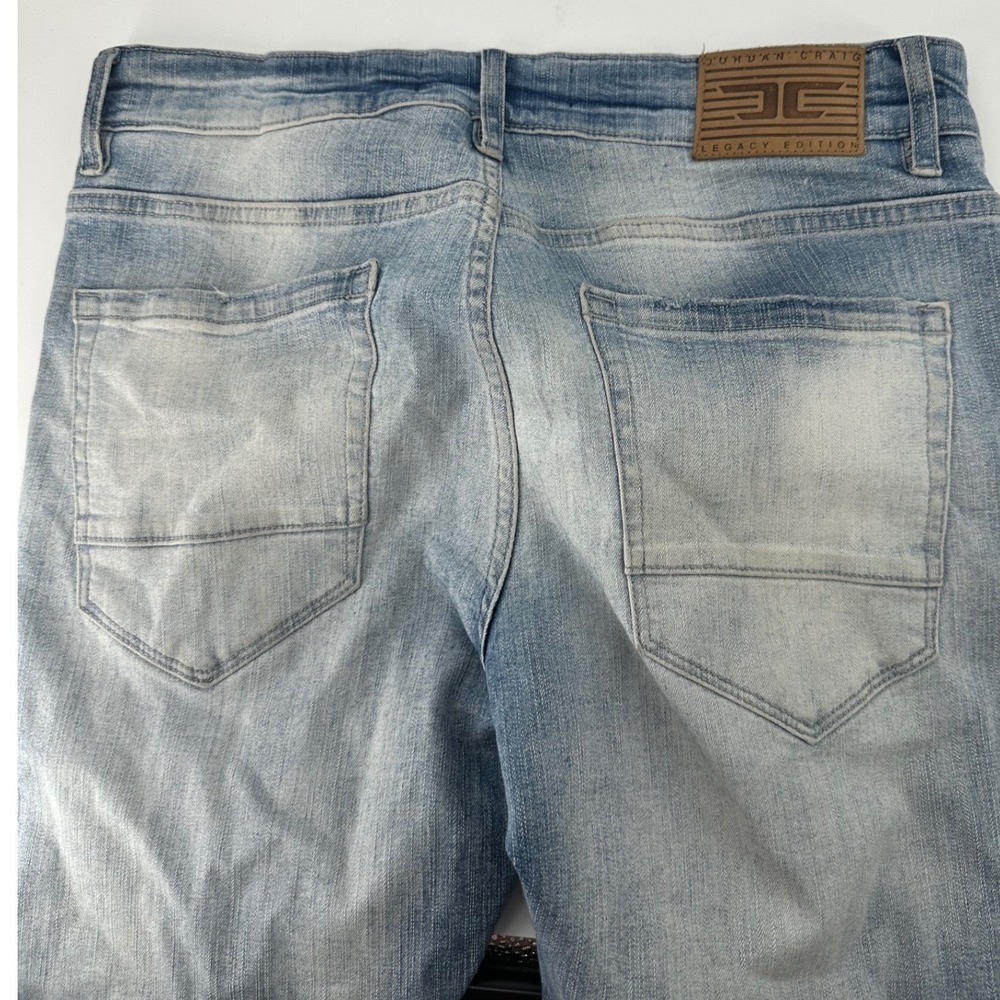 Jordan Craig Legacy Edition Ross Distressed Slim Fit Jeans Light Wash Blue 32x32 - Picture 6 of 7